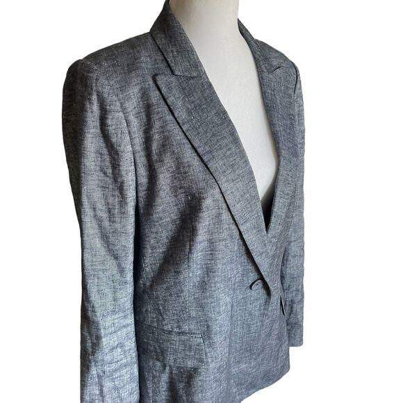 Kobi Halperin Palma Linen Blnd Blue OneButton Blazer Jacket Size Large Womens - Picture 1 of 13
